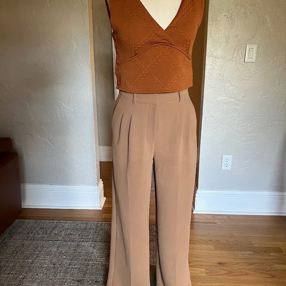 Aritzia The Effortless Pants, Wilfred , Size 4 camel color, Japanese Crepe